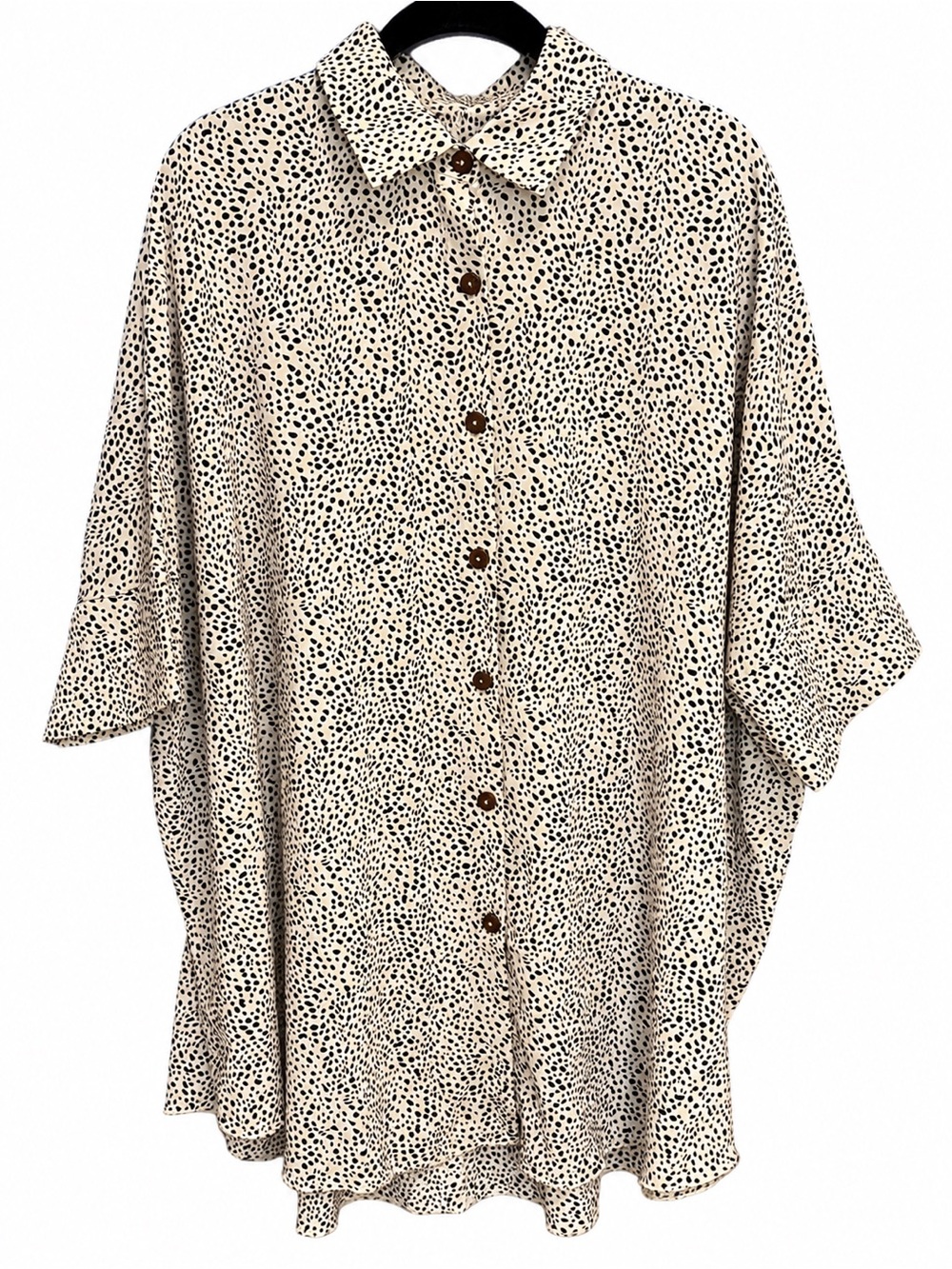 easel Cream & Black Leopard Oversized Shirt